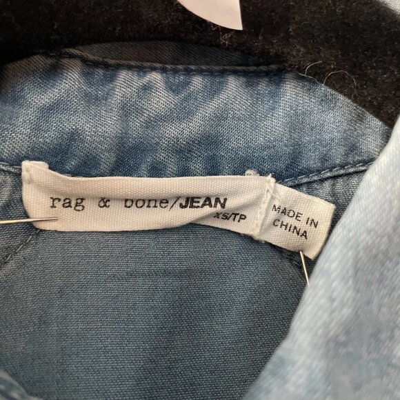 Rag & Bone Womens Light Blue Sleeveless Thread Detail Button Up Denim Shirt XS - Picture 3 of 7